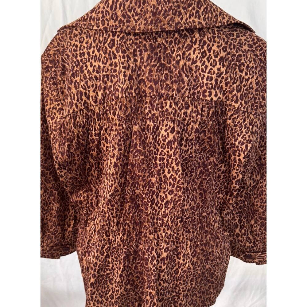 Joan Rivers Leopard/Cheetah Print Cotton Spandex Button Front 3/4 Sleeve Jacket - Picture 7 of 8